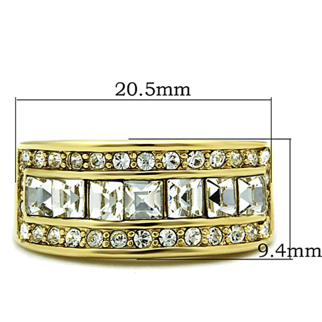 TK1386 - IP Gold(Ion Plating) Stainless Steel Ring with Top Grade Crystal  in Clear LuxuryLifeWay Online Store