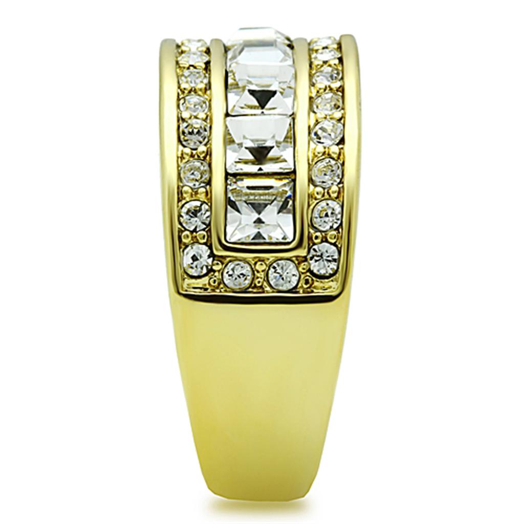TK1386 - IP Gold(Ion Plating) Stainless Steel Ring with Top Grade Crystal  in Clear LuxuryLifeWay Online Store
