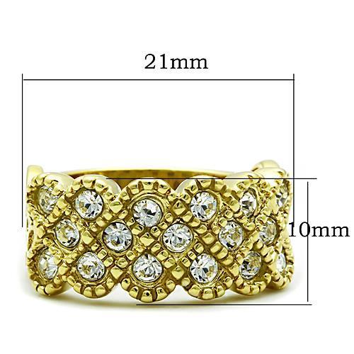 TK1394 - IP Gold(Ion Plating) Stainless Steel Ring with Top Grade Crystal  in Clear LuxuryLifeWay Online Store