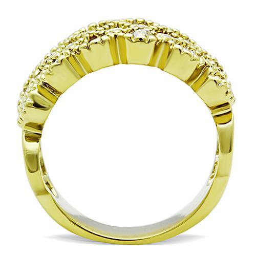TK1394 - IP Gold(Ion Plating) Stainless Steel Ring with Top Grade Crystal  in Clear LuxuryLifeWay Online Store