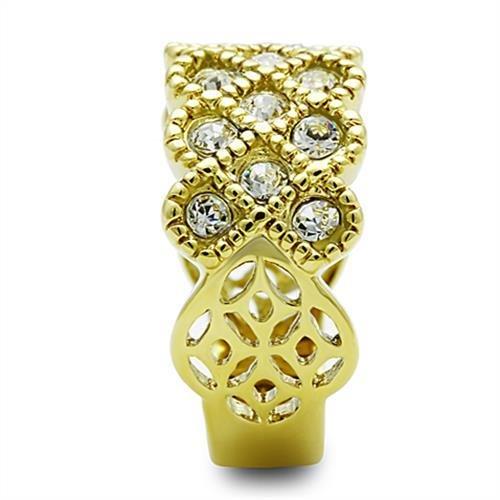 TK1394 - IP Gold(Ion Plating) Stainless Steel Ring with Top Grade Crystal  in Clear LuxuryLifeWay Online Store