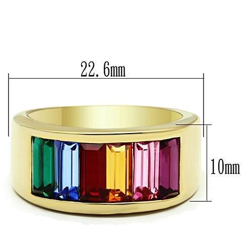 TK1415 - IP Gold(Ion Plating) Stainless Steel Ring with Top Grade Crystal  in Multi Color LuxuryLifeWay Online Store