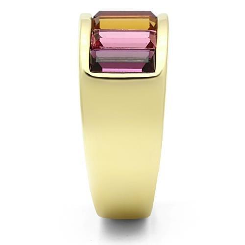 LO5W009- IP Gold(Ion Plating) Brass Ring with Top Grade Crystal  in Multi Color LuxuryLifeWay Online Store