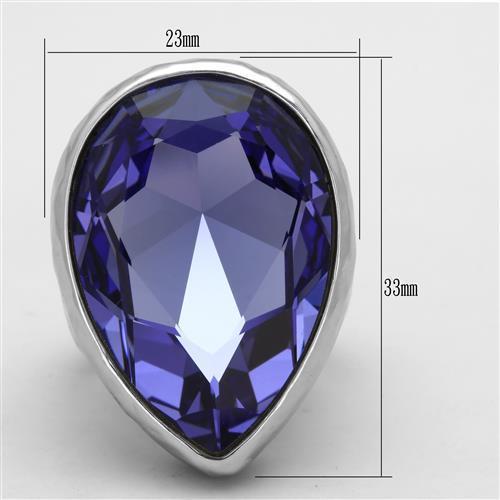 TK1426 - High polished (no plating) Stainless Steel Ring with Top Grade Crystal  in Tanzanite LuxuryLifeWay Online Store