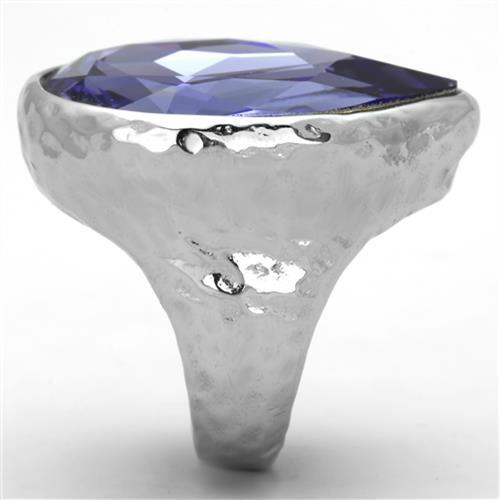 TK1426 - High polished (no plating) Stainless Steel Ring with Top Grade Crystal  in Tanzanite LuxuryLifeWay Online Store