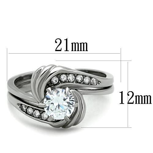 TK1429 - High polished (no plating) Stainless Steel Ring with AAA Grade CZ  in Clear LuxuryLifeWay Online Store