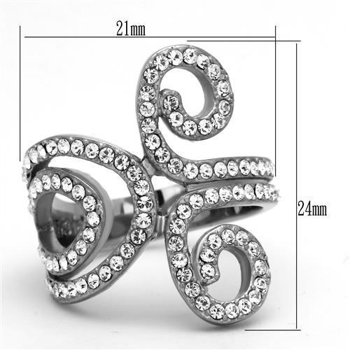 TK1437 - High polished (no plating) Stainless Steel Ring with Top Grade Crystal  in Clear LuxuryLifeWay Online Store