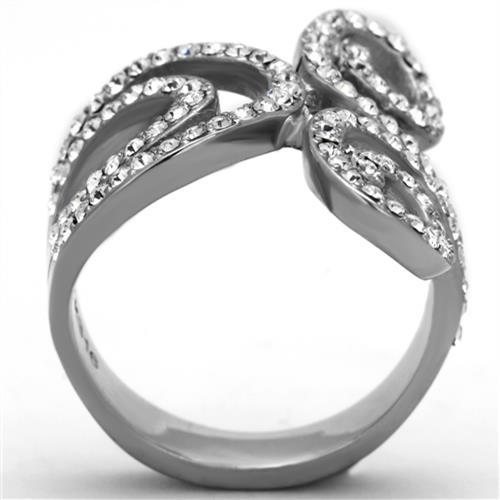 TK1437 - High polished (no plating) Stainless Steel Ring with Top Grade Crystal  in Clear LuxuryLifeWay Online Store
