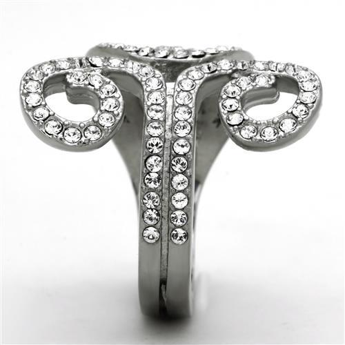 TK1437 - High polished (no plating) Stainless Steel Ring with Top Grade Crystal  in Clear LuxuryLifeWay Online Store