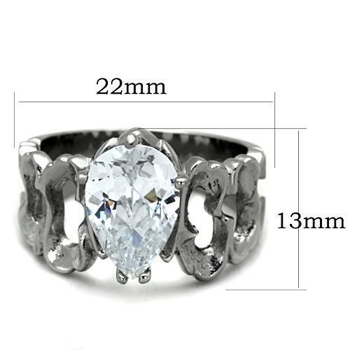 TK1534 - High polished (no plating) Stainless Steel Ring with AAA Grade CZ  in Clear LuxuryLifeWay Online Store