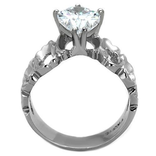 TK1534 - High polished (no plating) Stainless Steel Ring with AAA Grade CZ  in Clear LuxuryLifeWay Online Store