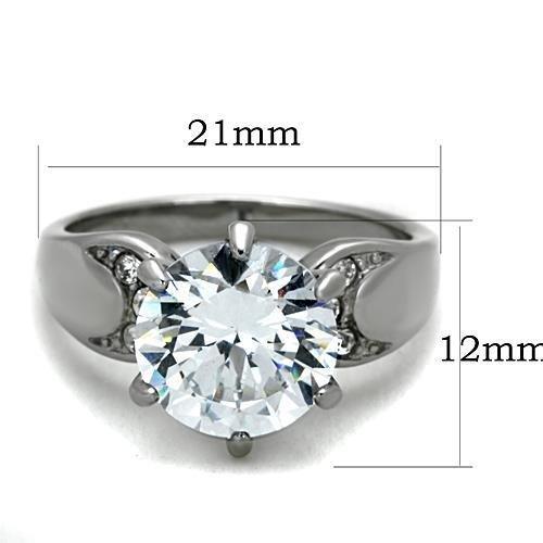 TK1536 - High polished (no plating) Stainless Steel Ring with AAA Grade CZ  in Clear LuxuryLifeWay Online Store