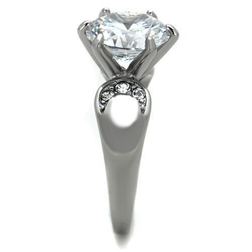 TK1536 - High polished (no plating) Stainless Steel Ring with AAA Grade CZ  in Clear LuxuryLifeWay Online Store