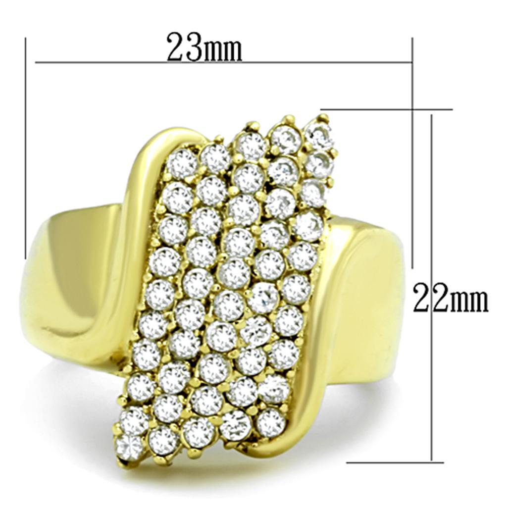 TK1554 - IP Gold(Ion Plating) Stainless Steel Ring with AAA Grade CZ  in Clear LuxuryLifeWay Online Store