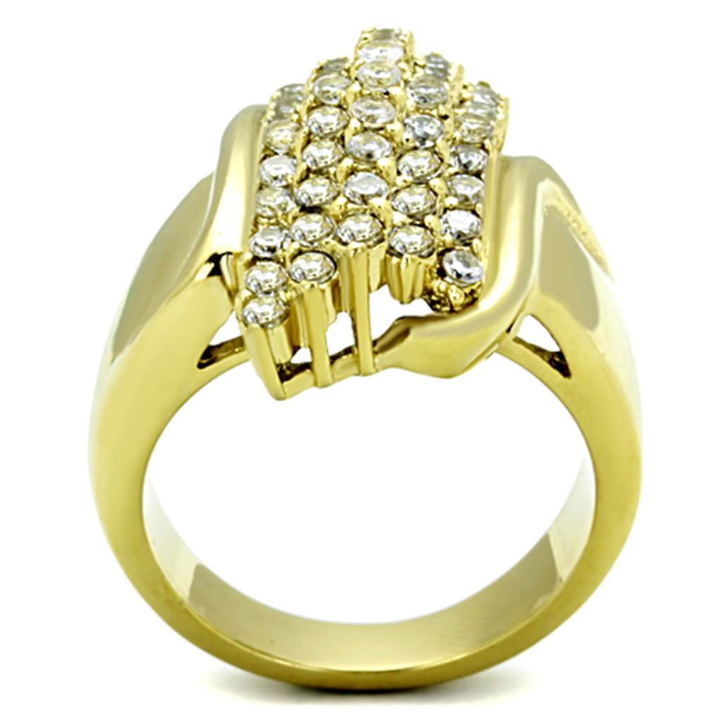 TK1554 - IP Gold(Ion Plating) Stainless Steel Ring with AAA Grade CZ  in Clear LuxuryLifeWay Online Store