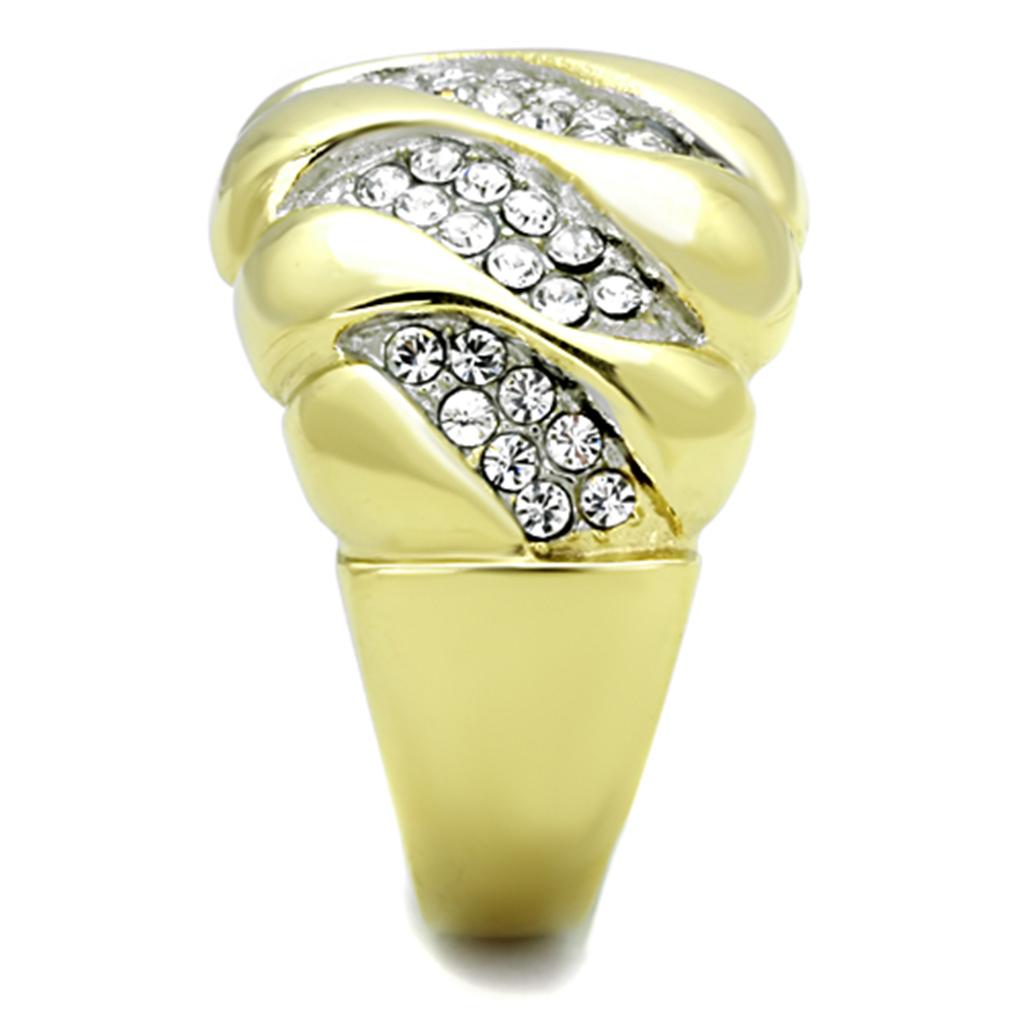 TK1559 - Two-Tone IP Gold (Ion Plating) Stainless Steel Ring with Top Grade Crystal  in Clear LuxuryLifeWay Online Store