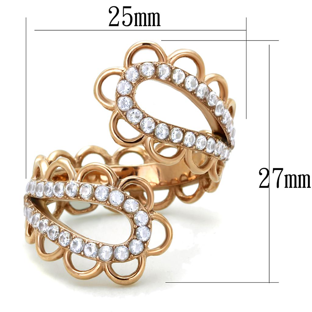 TK1633 - IP Rose Gold(Ion Plating) Stainless Steel Ring with AAA Grade CZ  in Clear LuxuryLifeWay Online Store