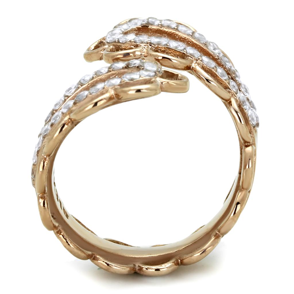 TK1633 - IP Rose Gold(Ion Plating) Stainless Steel Ring with AAA Grade CZ  in Clear LuxuryLifeWay Online Store