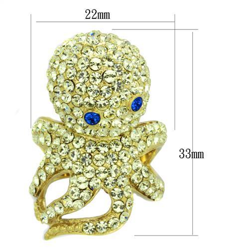 TK1640 - IP Gold(Ion Plating) Stainless Steel Ring with Top Grade Crystal  in Multi Color LuxuryLifeWay Online Store