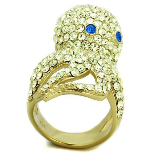 TK1640 - IP Gold(Ion Plating) Stainless Steel Ring with Top Grade Crystal  in Multi Color LuxuryLifeWay Online Store
