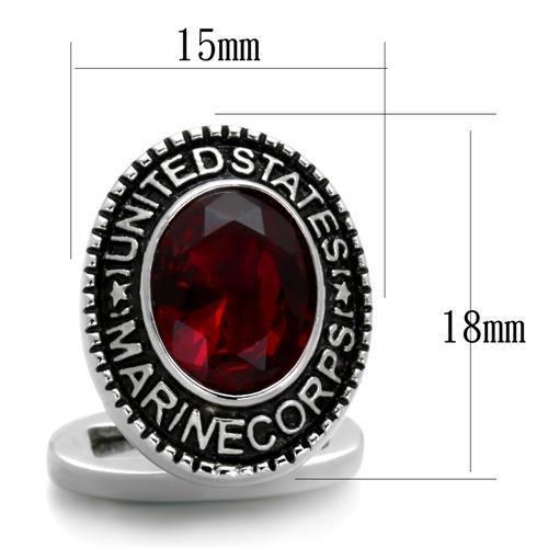 TK1646 - High polished (no plating) Stainless Steel Cufflink with Synthetic Synthetic Glass in Siam LuxuryLifeWay Online Store