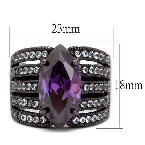 TK1752DC - IP Dark Brown (IP coffee) Stainless Steel Ring with AAA Grade CZ  in Amethyst LuxuryLifeWay Online Store