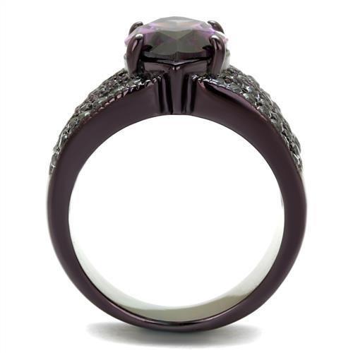 TK1752DC - IP Dark Brown (IP coffee) Stainless Steel Ring with AAA Grade CZ  in Amethyst LuxuryLifeWay Online Store