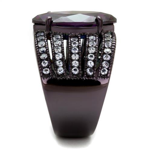 TK1752DC - IP Dark Brown (IP coffee) Stainless Steel Ring with AAA Grade CZ  in Amethyst LuxuryLifeWay Online Store