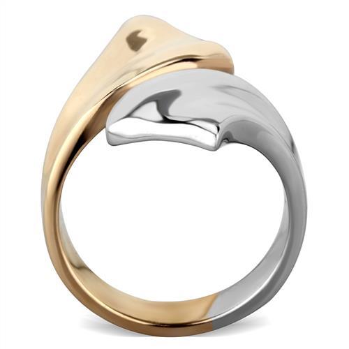 TK1793 - Two-Tone IP Rose Gold Stainless Steel Ring with No Stone LuxuryLifeWay Online Store