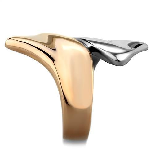 TK1793 - Two-Tone IP Rose Gold Stainless Steel Ring with No Stone LuxuryLifeWay Online Store