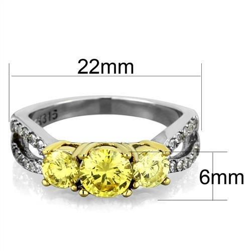 TK1795 - Two-Tone IP Gold (Ion Plating) Stainless Steel Ring with AAA Grade CZ  in Topaz LuxuryLifeWay Online Store