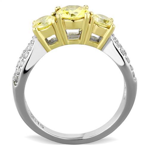 TK1795 - Two-Tone IP Gold (Ion Plating) Stainless Steel Ring with AAA Grade CZ  in Topaz LuxuryLifeWay Online Store