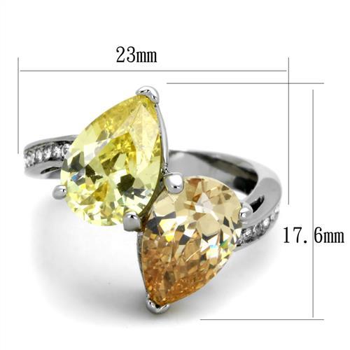 TK1820 - High polished (no plating) Stainless Steel Ring with AAA Grade CZ  in Multi Color LuxuryLifeWay Online Store