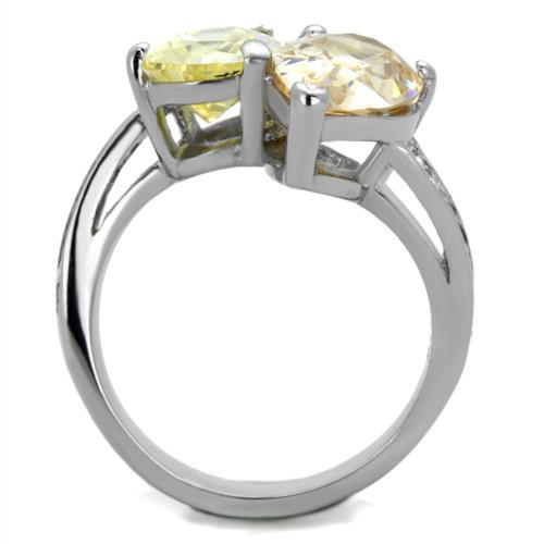 TK1820 - High polished (no plating) Stainless Steel Ring with AAA Grade CZ  in Multi Color LuxuryLifeWay Online Store