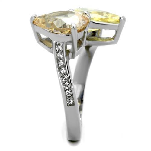 TK1820 - High polished (no plating) Stainless Steel Ring with AAA Grade CZ  in Multi Color LuxuryLifeWay Online Store