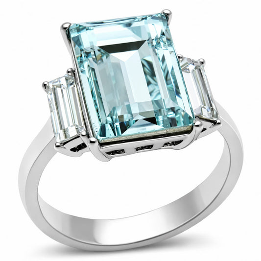 TK1862 - High polished (no plating) Stainless Steel Ring with Top Grade Crystal  in Sea Blue LuxuryLifeWay Online Store