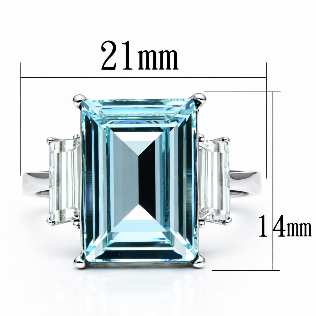 TK1862 - High polished (no plating) Stainless Steel Ring with Top Grade Crystal  in Sea Blue LuxuryLifeWay Online Store