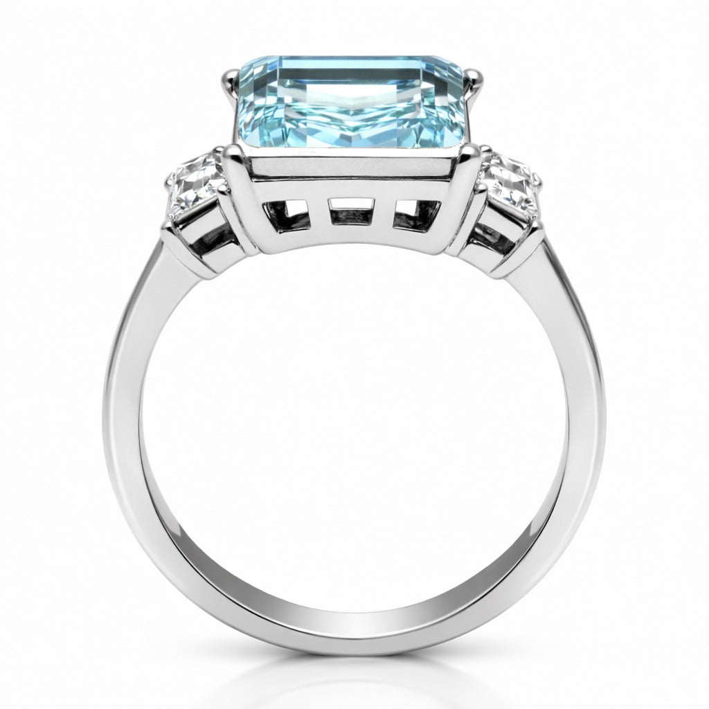 TK1862 - High polished (no plating) Stainless Steel Ring with Top Grade Crystal  in Sea Blue LuxuryLifeWay Online Store