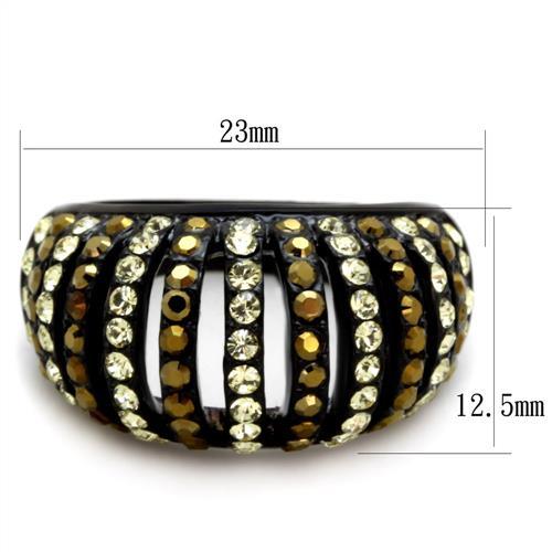 TK1865 - IP Black(Ion Plating) Stainless Steel Ring with Top Grade Crystal  in Multi Color LuxuryLifeWay Online Store