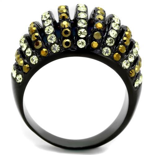 TK1865 - IP Black(Ion Plating) Stainless Steel Ring with Top Grade Crystal  in Multi Color LuxuryLifeWay Online Store