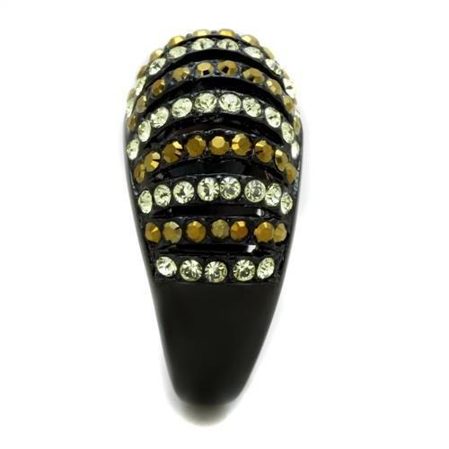 TK1865 - IP Black(Ion Plating) Stainless Steel Ring with Top Grade Crystal  in Multi Color LuxuryLifeWay Online Store