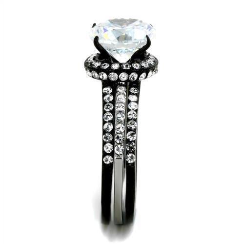 TK1870 - Two-Tone IP Black (Ion Plating) Stainless Steel Ring with AAA Grade CZ  in Clear LuxuryLifeWay Online Store