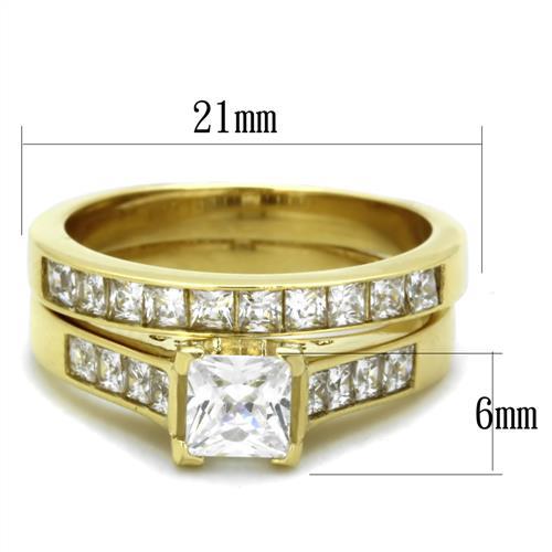 TK1895 - IP Gold(Ion Plating) Stainless Steel Ring with AAA Grade CZ  in Clear LuxuryLifeWay Online Store