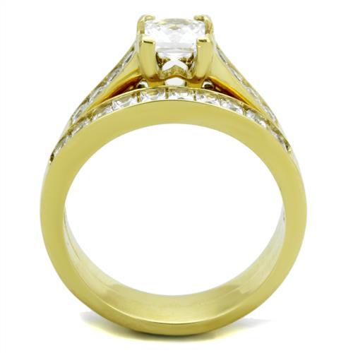 TK1895 - IP Gold(Ion Plating) Stainless Steel Ring with AAA Grade CZ  in Clear LuxuryLifeWay Online Store