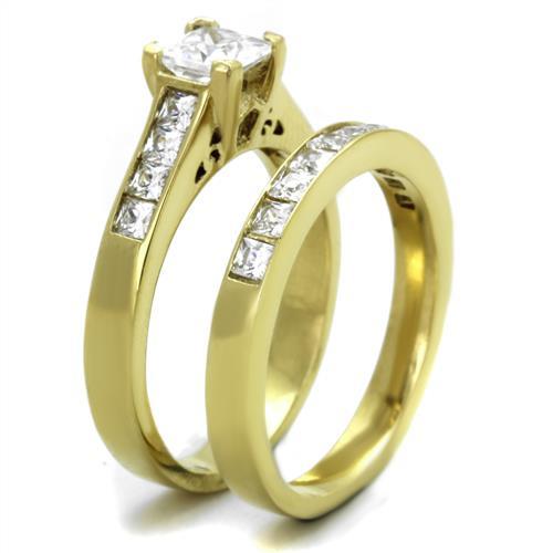 TK1895 - IP Gold(Ion Plating) Stainless Steel Ring with AAA Grade CZ  in Clear LuxuryLifeWay Online Store
