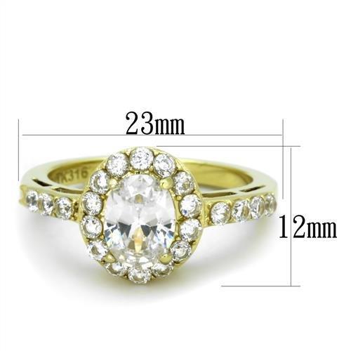 TK1901 - IP Gold(Ion Plating) Stainless Steel Ring with AAA Grade CZ  in Clear LuxuryLifeWay Online Store