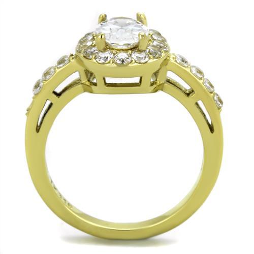 TK1901 - IP Gold(Ion Plating) Stainless Steel Ring with AAA Grade CZ  in Clear LuxuryLifeWay Online Store