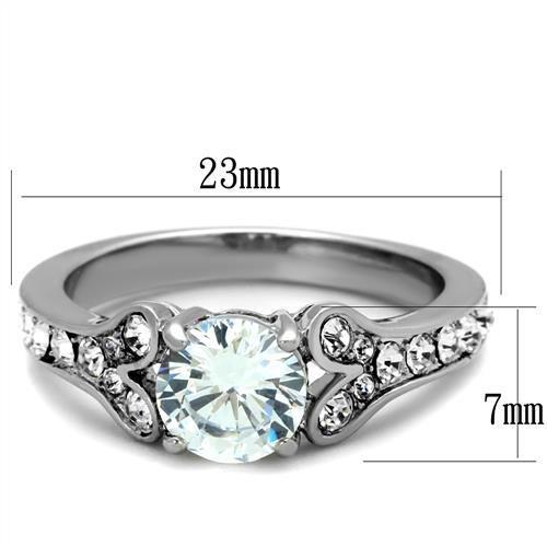 TK1918 - High polished (no plating) Stainless Steel Ring with AAA Grade CZ  in Clear LuxuryLifeWay Online Store