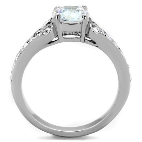 TK1918 - High polished (no plating) Stainless Steel Ring with AAA Grade CZ  in Clear LuxuryLifeWay Online Store