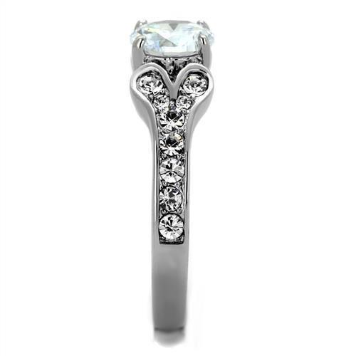 TK1918 - High polished (no plating) Stainless Steel Ring with AAA Grade CZ  in Clear LuxuryLifeWay Online Store